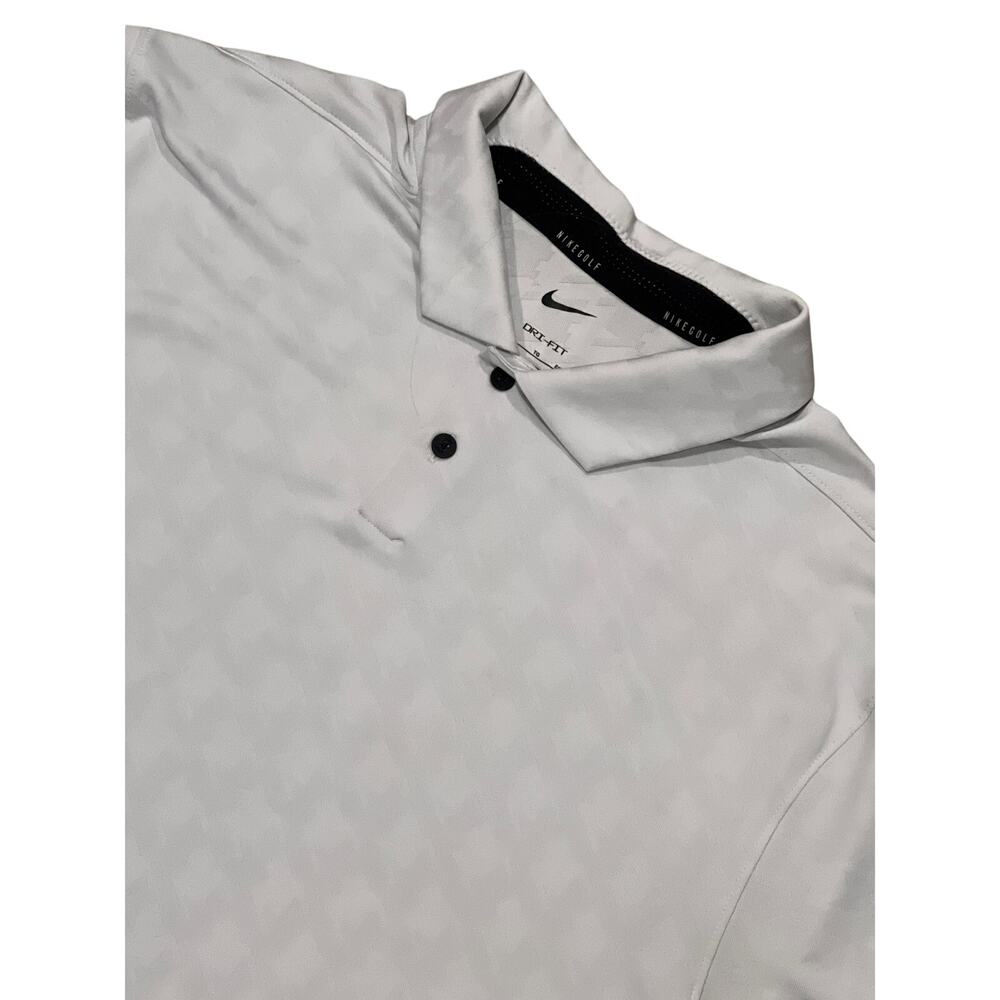 Nike Golf Dri-FIT Men's White Herringbone Polo Shirt Size Large L NB62